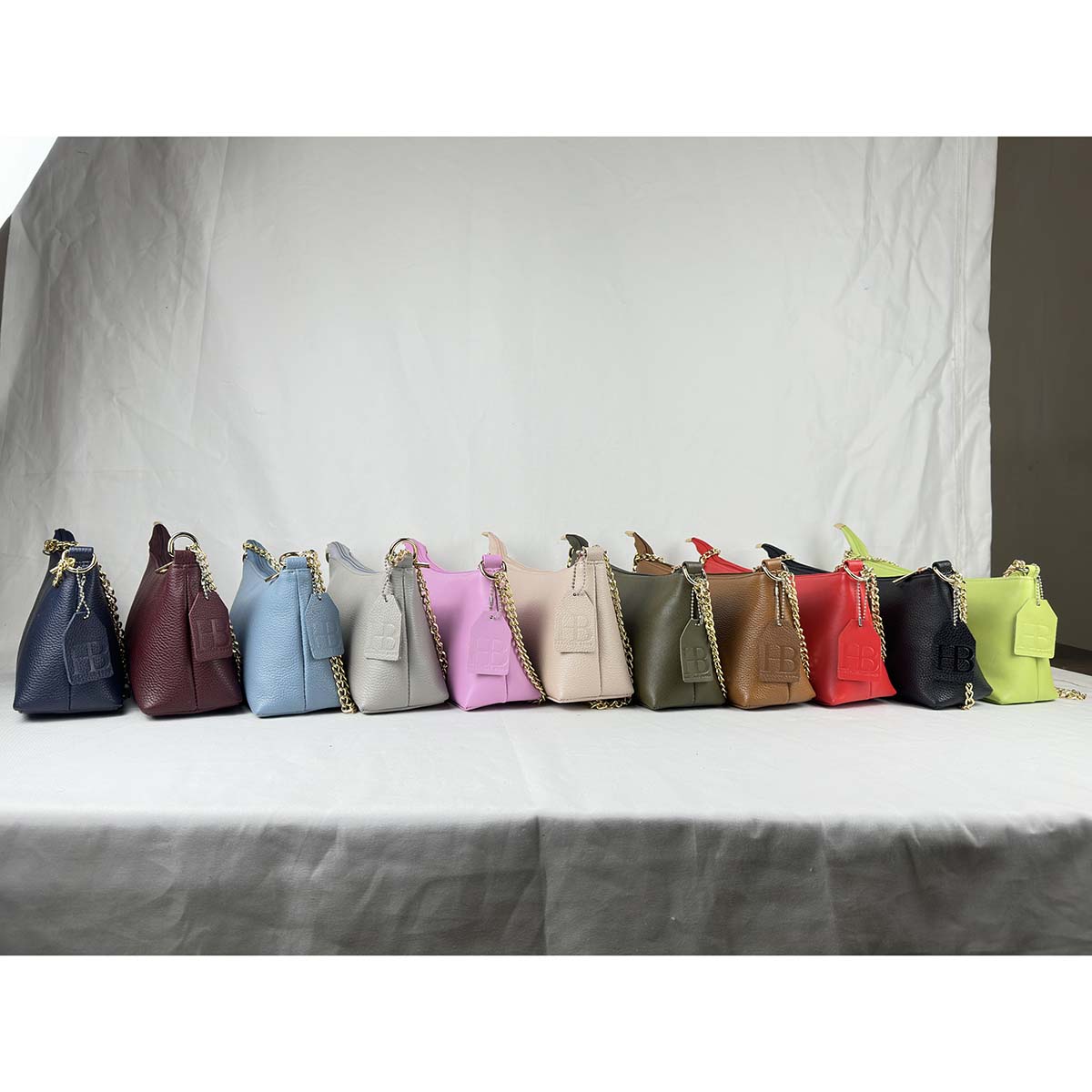 Ladies Pebbled Leather Baguette Bag